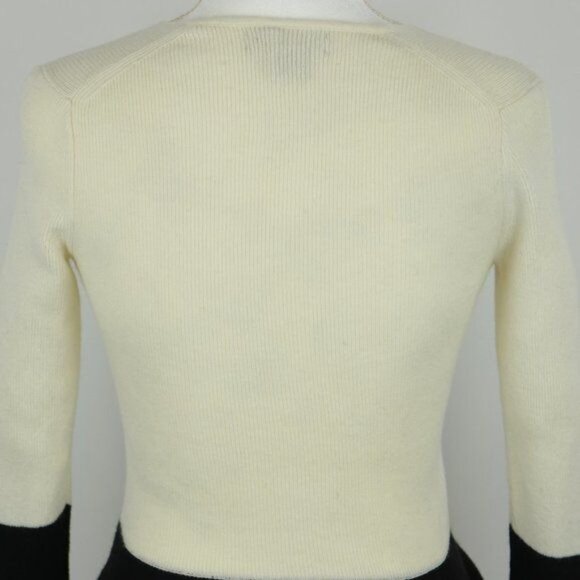 Banana Republic Women's XS Cream Black Wool & Cashmere Blend V-Neck Sweater - Picture 4 of 7